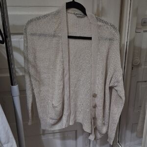 Bluenotes Light Cream Open-Knit Button Cardigan